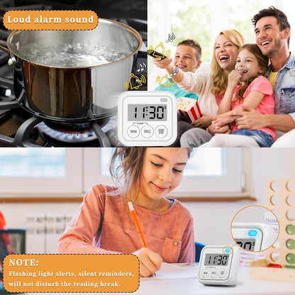 Timer, Kitchen Timers for Cooking Classroom Timer for Kids Teachers Magnetic Digital Timers 2 Pack, Black