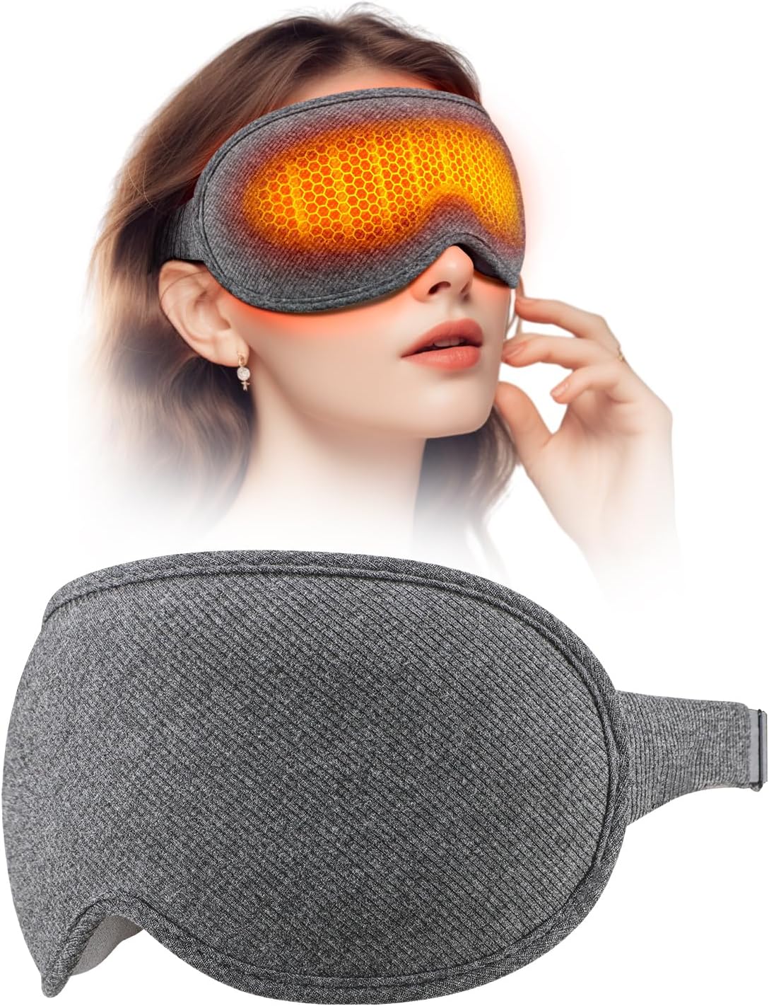 Sleep Mask, EVA BELLE Heated Eye Mask, Electric Sleeping Eye Mask, Warm Eye Compress Mask for Stye Relief, Adjustable Temperature & Timer, Electric Eye Heating Pad for Men Women-Graphene Heating