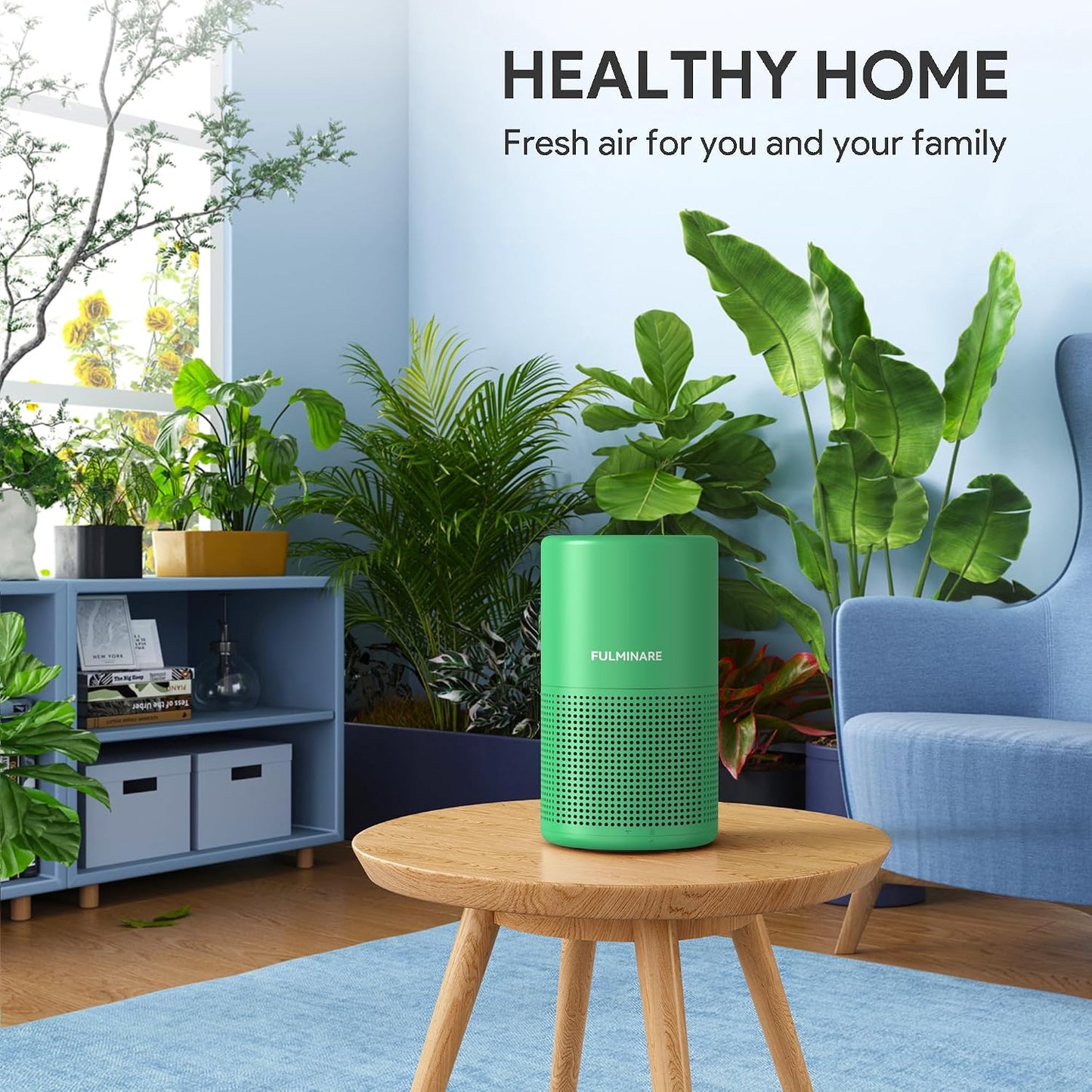 FULMINARE Air Purifiers for Home Bedroom H13 HEPA Air Purifier, 3 Speeds, Timer, 24dB, Small Mini Air Purifier with Night Light, Sage Green