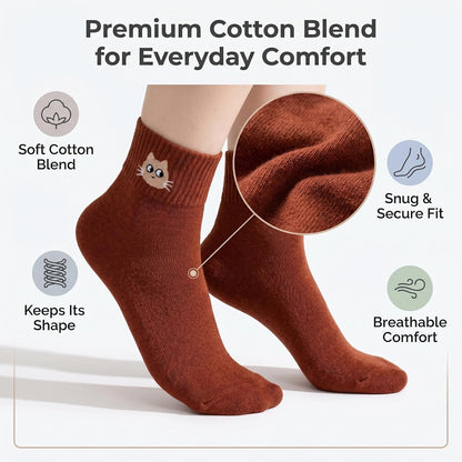 Eurzom 10 Pairs Socks Womens Crew Elastic Ankle Length Cotton Socks Aesthetic Cute Lightweight Low Cut Gifts for Women - Colors B