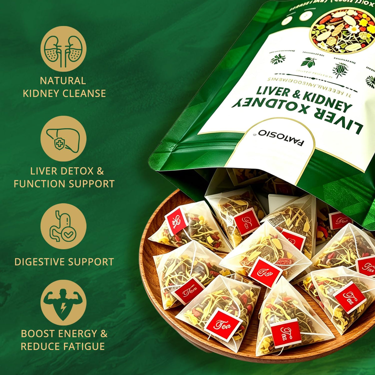 Liver & Kidney Detox Cleanse Herbal Tea - 11 Herbal Ingredients, Natural Blend Dandelion Wolfberry Goji Berry Milk Thistle & Chrysanthemum Tea - Chinese Kidney & Liver Health Tea Bags, Caffeine & Sugar Free, 15 Servings