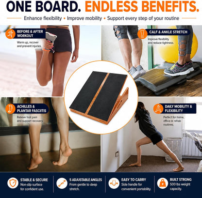 MUCITAGF Professional Slant Board, Adjustable Incline Board and Calf Stretcher, Slant Board for Calf Stretching, Calf Stretch Board