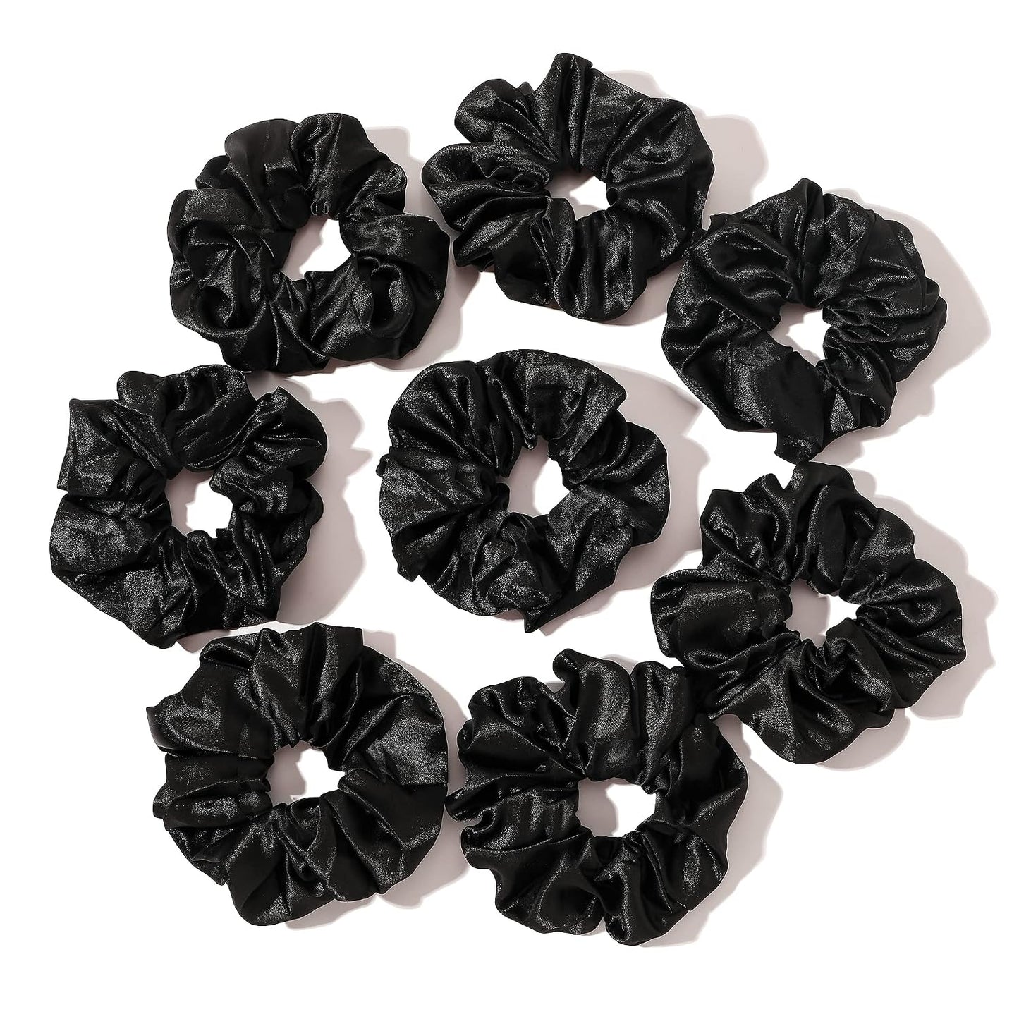 16 Pcs Scrunchies for Women - Black Satin Silk Scrunchies for Girls Hair Ties Elastics Bands Ponytail Holder Hair Accessories