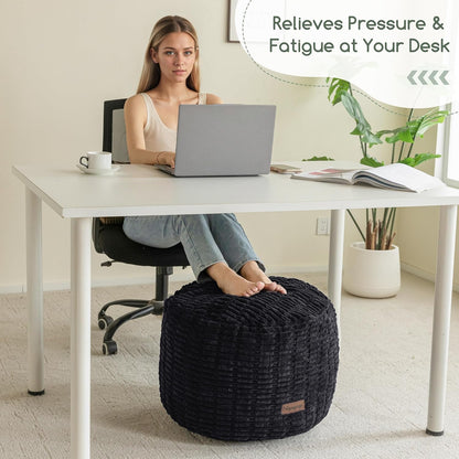 HIGOGOGO Pouf Ottoman Stuffed Round Modern Foam Filled Foot Rest Poufs for Living Room Chair Decorative 20 X 15 Inches Boho Relax Stool for Wedding Christmas Party, Beige