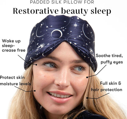 DROWSY Silk Sleep Mask - Face-Hugging, Padded Cocoon for Luxury Sleep in Total Darkness - 100% Pure Mulberry Silk (Black Jade)