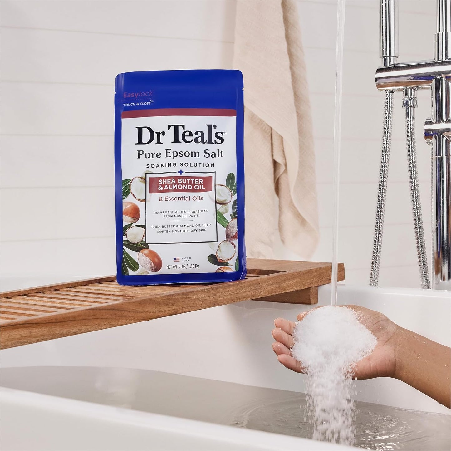 Dr Teal's Epsom Salt Magnesium Soak, Soften & Moisturize with Shea Butter & Almond Oil, 3 lbs