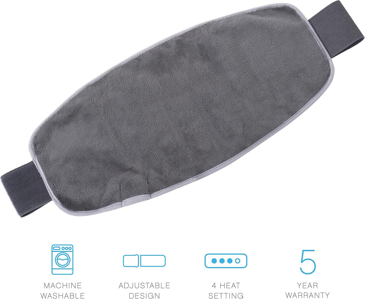 Pure Enrichment PureRelief Lumbar & Abdominal Heating Pad - 4 Heat Settings, Adjustable Belt, Hot/Cold Gel Pack, and Storage Bag - Ideal for Back Pain and Abdominal Cramps