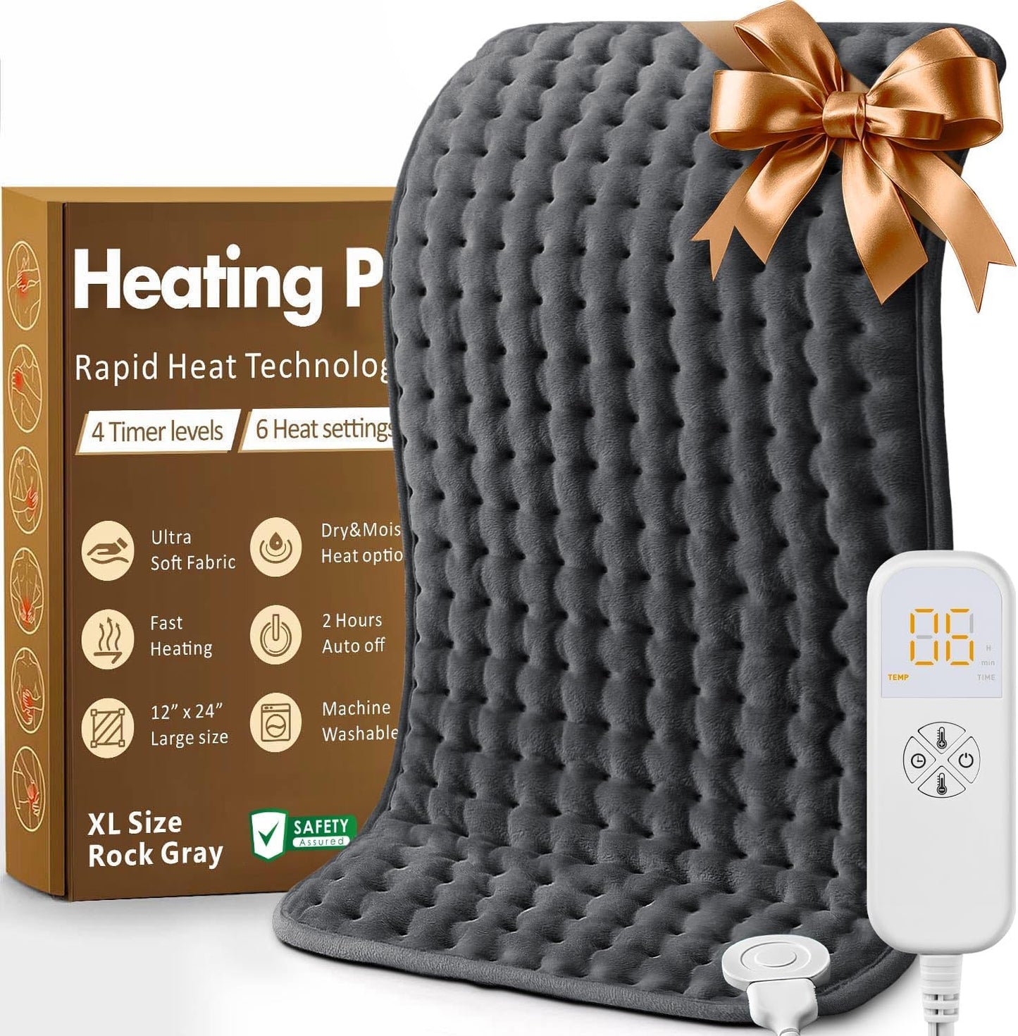 20"x24" XL Heating Pad for Back, Neck & Shoulders, Soft Electric Heating Pad with Moist & Dry Heat, Auto-Off, Machine Washable, Birthday Gifts for Women Wife Mom Her