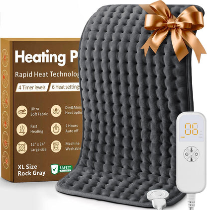 20"x24" XL Heating Pad for Back, Neck & Shoulders, Soft Electric Heating Pad with Moist & Dry Heat, Auto-Off, Machine Washable, Birthday Gifts for Women Wife Mom Her