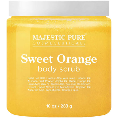 MAJESTIC PURE Himalayan Salt Body Scrub with Lychee Oil, Exfoliating Salt Scrub to Exfoliate & Moisturize Skin, Deep Cleansing - 10 oz