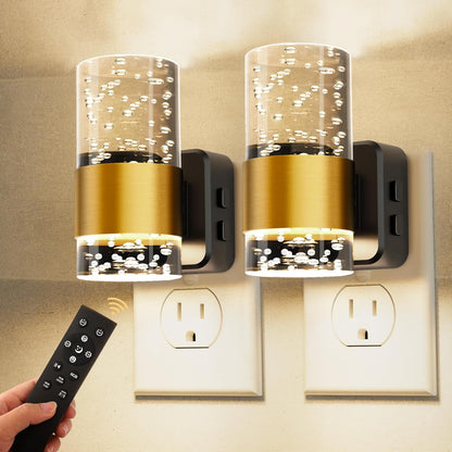 L LOHAS LED Night Lights Plug into wall, Amber Night Light with Adjustable Brightness, Plug in NightLight with Auto Light Sensor, Wall Sconce-Style Design Night Light for Bathroom,Hallway, 2 Pack