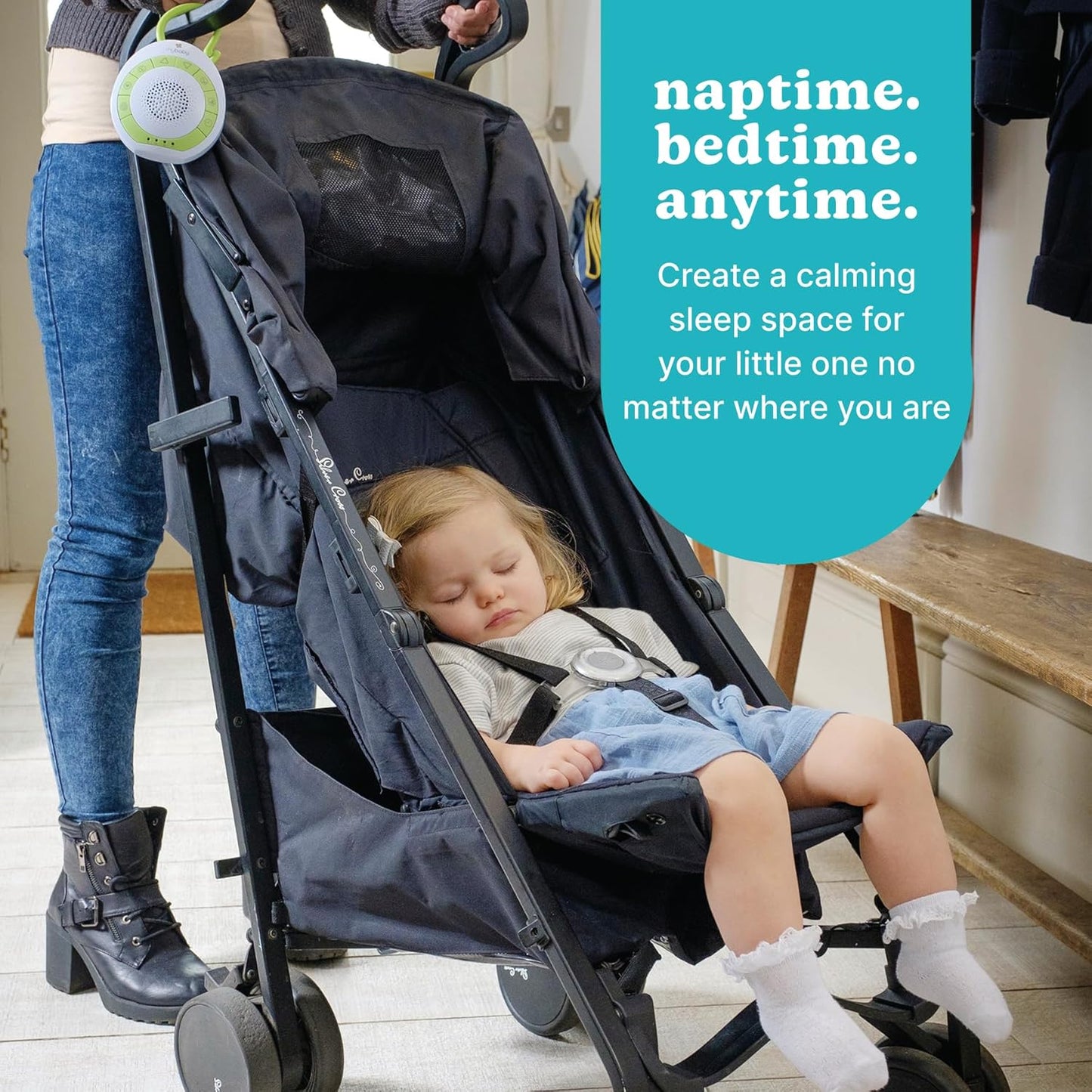 MyBaby Sound Machine, White Noise for Baby, Travel, Nursery and On The Go, 4 Soothing Sounds, Integrated Clip, Small and Lightweight, Great for Registry Gift