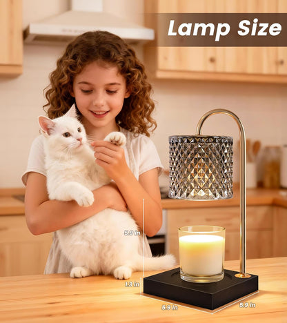 TigQiang Candle Warmer Lamp with Timer Dimmer, Birthday Gifts for Women Mom, House Warming Gifts, Elegant New Home Decor, Wax Warmer for Jar Candles, Heater Lamp for Scented Wax, Amber Glass