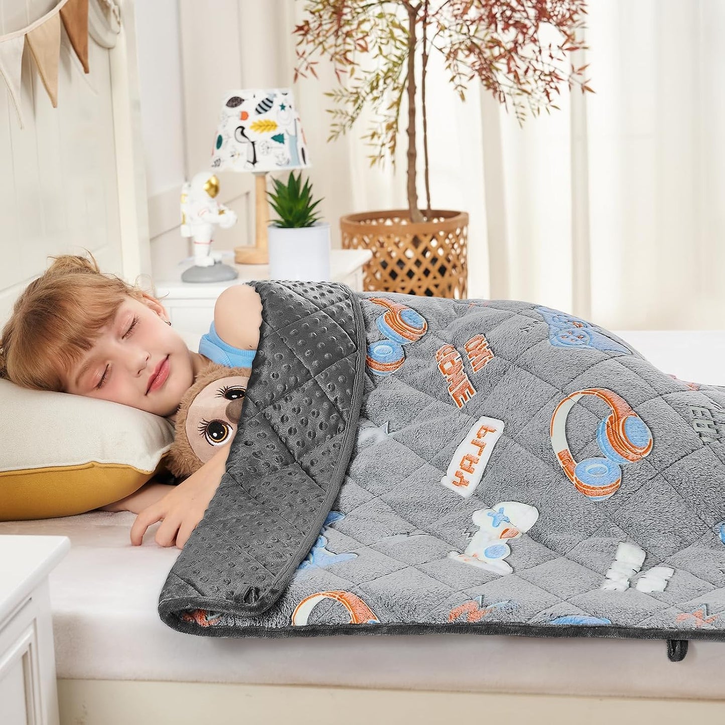 yescool Weighted Lap Pad 2 Pounds Weighted Lap Blanket, Space Plane Small Weighted Blanket, Weighted Throw Blanket Gifts for Travel Indoor Outdoor, 20"x30"