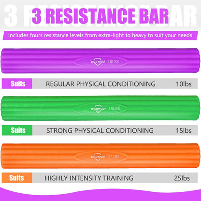 DICYWUDI Flex Therapy Bar and Grip Strength Trainers set, Physical Therapy & Resistance Bar for Golfers Elbow, Tendinitis, Wrist,Forearms Pain, Improve Grip Strength and Relieve Pain