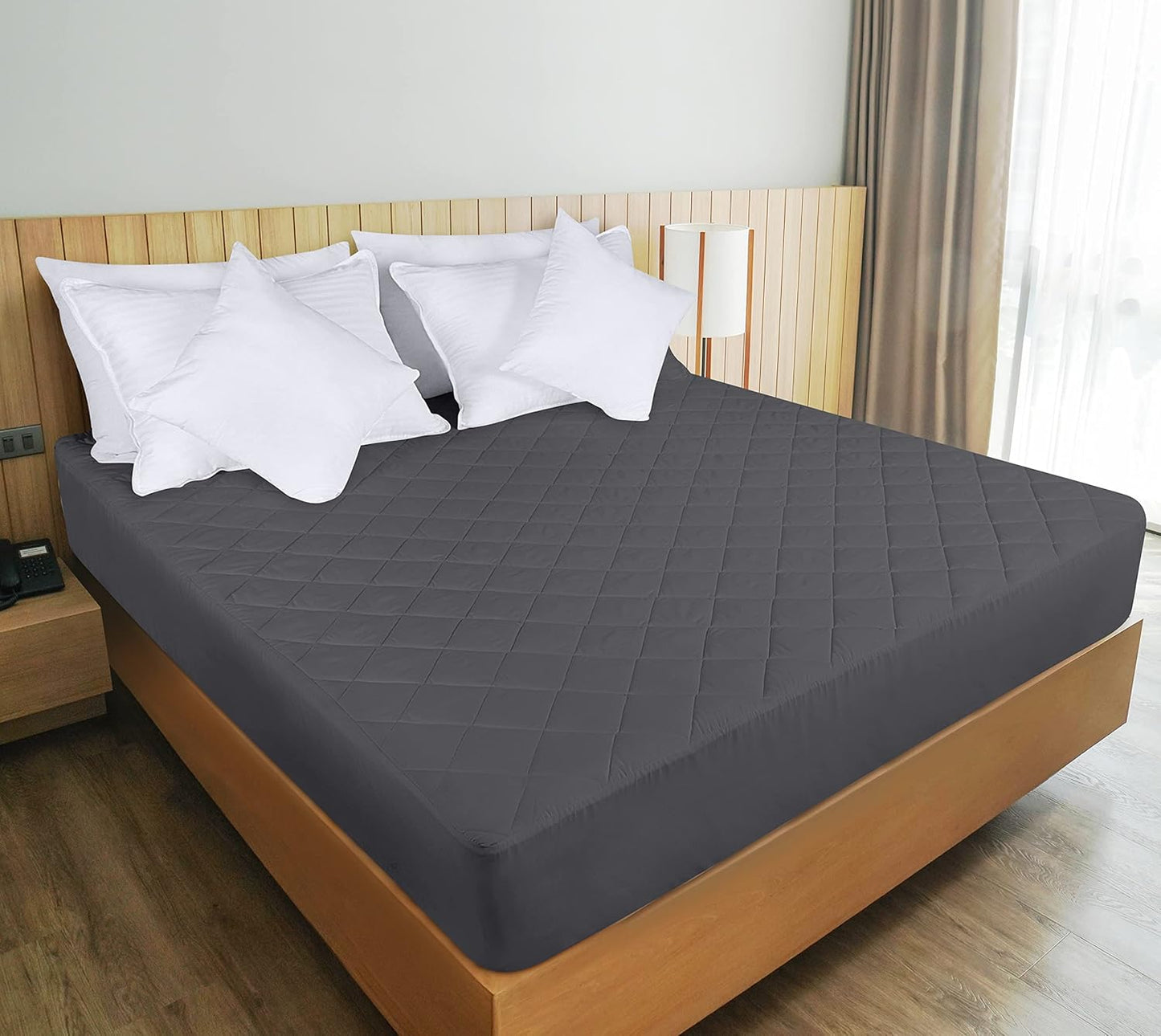 Quilted Fitted Mattress Pad, Queen Mattress Protector Topper with Deep Pocket Stretches up to 16 Inches, Machine Washable Mattress Cover by Utopia Bedding (White)