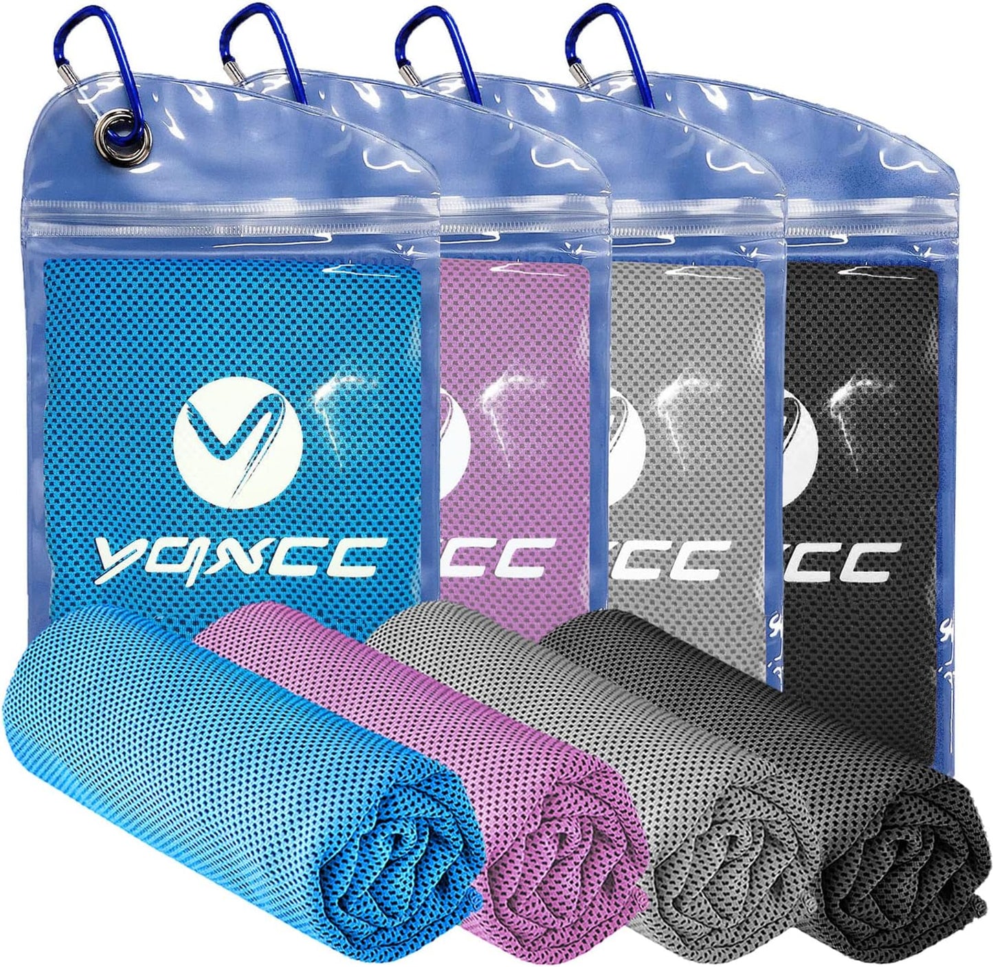YQXCC 4 Pack Cooling Towels (47"x12"), Ice Cool Neck Towel, Soft Breathable Microfiber for Yoga, Golf, Gym, Running, Camping & Hot Weather
