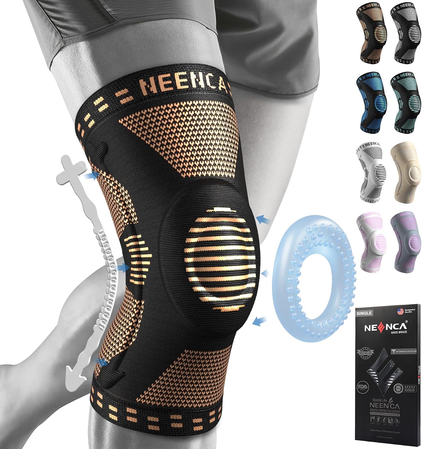 NEENCA Professional Knee Brace, Medical Knee Support for Women & Men Relief