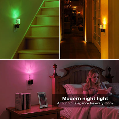 L LOHAS LED Night Light, Dimmable Night Lights Plug into Wall, Automatic Night Lights Plug in with Auto Light Sensor,Adjustable Brightness Amber LED Night Light, for Bedroom Hallway Home Decor