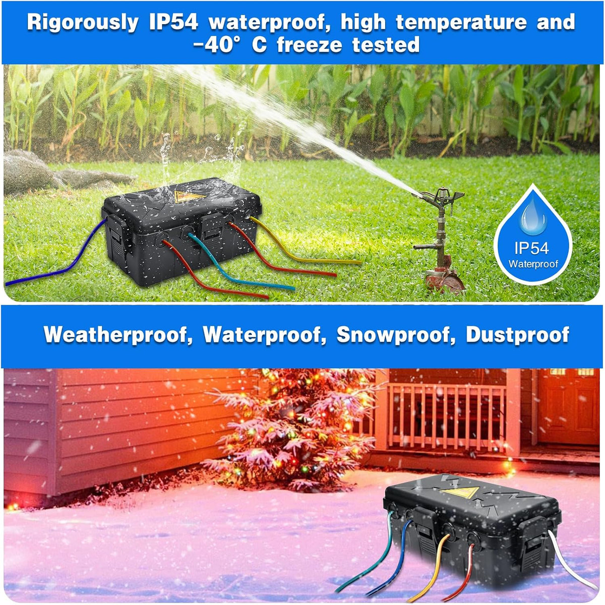 Hrensaw Large Outdoor Electrical Box Waterproof(12.5x8.5x5inch),IP54 Waterproof Outdoor Outlet Covers,Weatherproof Extension Cord Covers Protect Outlet,Plug,Timer,Power Strip,Holiday Light,Black
