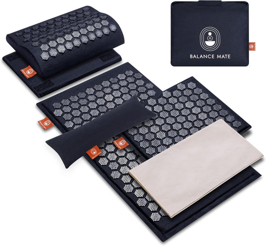 BalanceMate® Acupressure Mat Set with 6,210 Pressure Points for Pain Relief and Relaxation Kit for Back, Neck, and Sleep – Yoga and Meditation Pillow (Soft Cream)