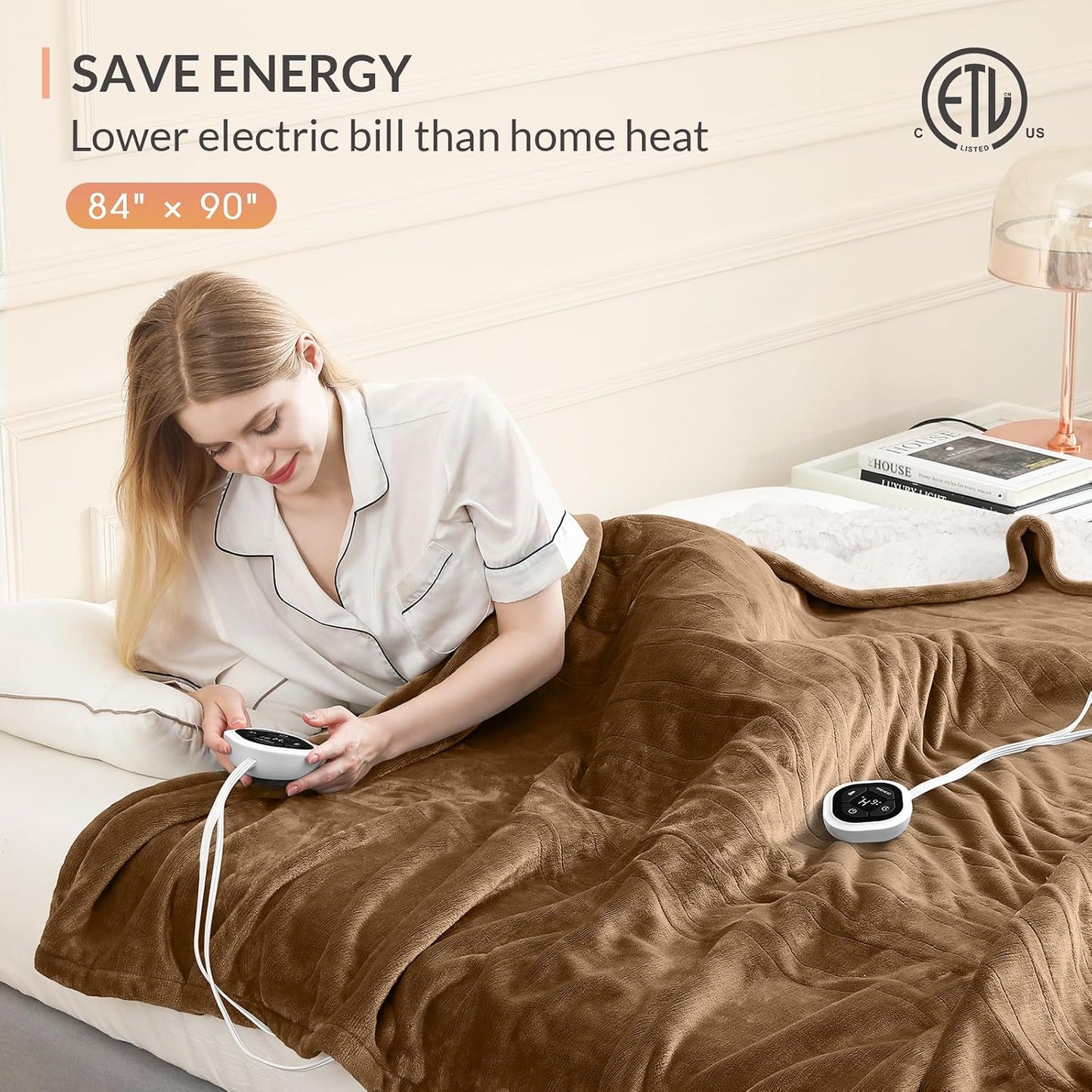 HOMLYNS LuxeHeat Heated Blanket Electric Blanket, Soft Flannel Sherpa Heated Throw, Heating Blanket with 5 Heat Settings, 3 hrs Timer Auto Shut Off (50x60 inches, Purple), Only for 120V Voltage Use