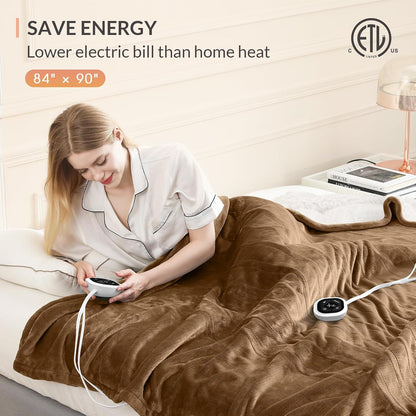 HOMLYNS LuxeHeat Heated Blanket Electric Blanket, Soft Flannel Sherpa Heated Throw, Heating Blanket with 5 Heat Settings, 3 hrs Timer Auto Shut Off (50x60 inches, Purple), Only for 120V Voltage Use