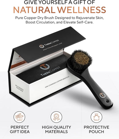 TheraCopper Copper Dry Brushing Body Brush for Lymphatic Drainage