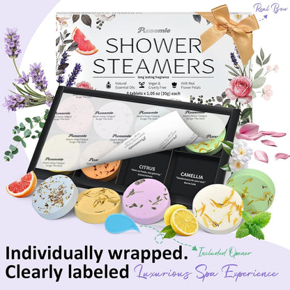 Shower Steamers Aromatherapy Birthday Gifts for Women - 8 Pack Shower Bombs with Natural Essential Oils, Self Care Relaxation Home Spa, Basket Stuffers White Elephant Gifts for Women Mom Wife Teens