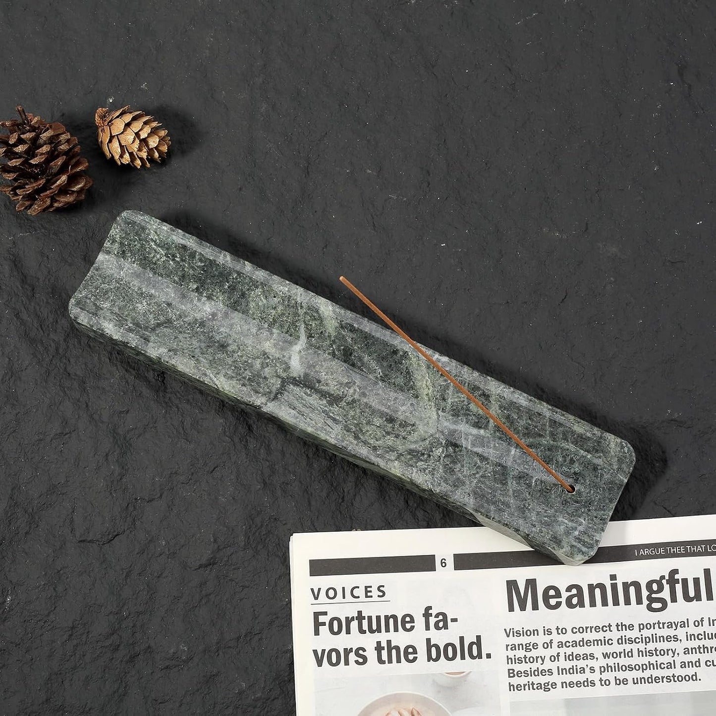 Koville Marble Incense Holder, Incense Holder for Sticks, Incense Sticks Holder Ash Catcher for Meditation Yoga SPA, Natural Stone Incense Burner, Home Table Decor (Grey)