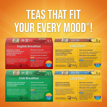 Twinings Variety Pack Black Tea Bags, 20 Count (Pack of 4), Includes English Breakfast, Earl Grey, Irish Breakfast, and Lady Grey, Caffeinated, Enjoy Hot or Iced, 80 Teabags