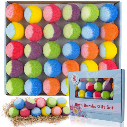 60 Pack Bath Bombs Set, Christmas Stocking Stuffers, Birthday Gift Set for Women, Natural Organic Bath Bubble Bombs for Kids/Women/Men/Mom Individually Wrapped Handmade