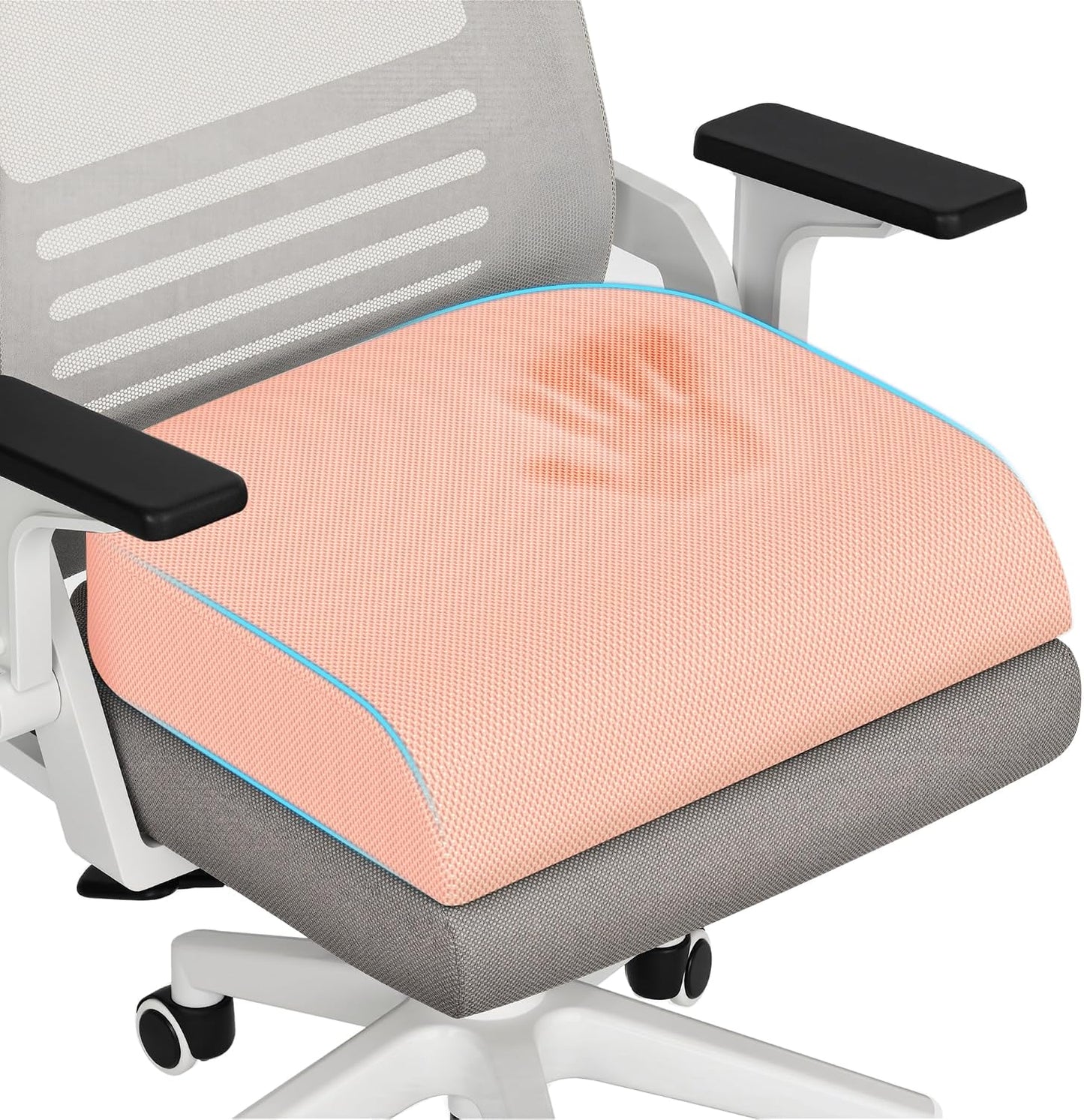 TranquilRelax Large Seat Cushion, Memory Foam Cushion for Long Sitting Hours on Office Chair, Car Seat, Non-Slip Chair Pad for Sciatica, Coccyx, Tailbone Pain Relief & Post-Surgery Recovery (Black)