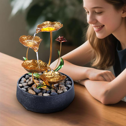 Tabletop Water Fountain – 3-Tier Rock Indoor Waterfall Fountain