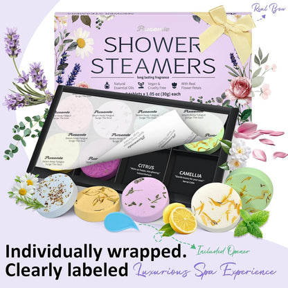 Shower Steamers Aromatherapy Birthday Gifts for Women - 8 Pack Shower Bombs with Natural Essential Oils, Self Care Relaxation Home Spa Gifts for Mom Wife, Teacher Appreciation Gift