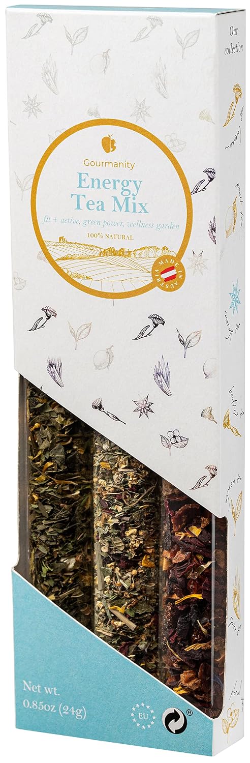 Gourmanity Bedtime Tea Sampler Gift Set, Naturally Calming Herbal Blends, Warm Up and Snuggle Down with our 3 Sleepy Tea Flavors, Product of Austria, 0.74oz