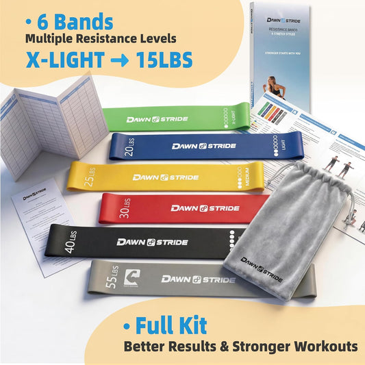 6-Level Resistance Loop Bands Up to 55LBS for PT & Strength