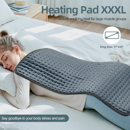 17"x33" Heating Pad for Back Pain Relief, Extra Large Electric Heat Pads