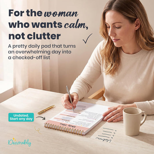 Decorably 52 Sheets Nude Pink Undated Daily To Do List Planner Notepad