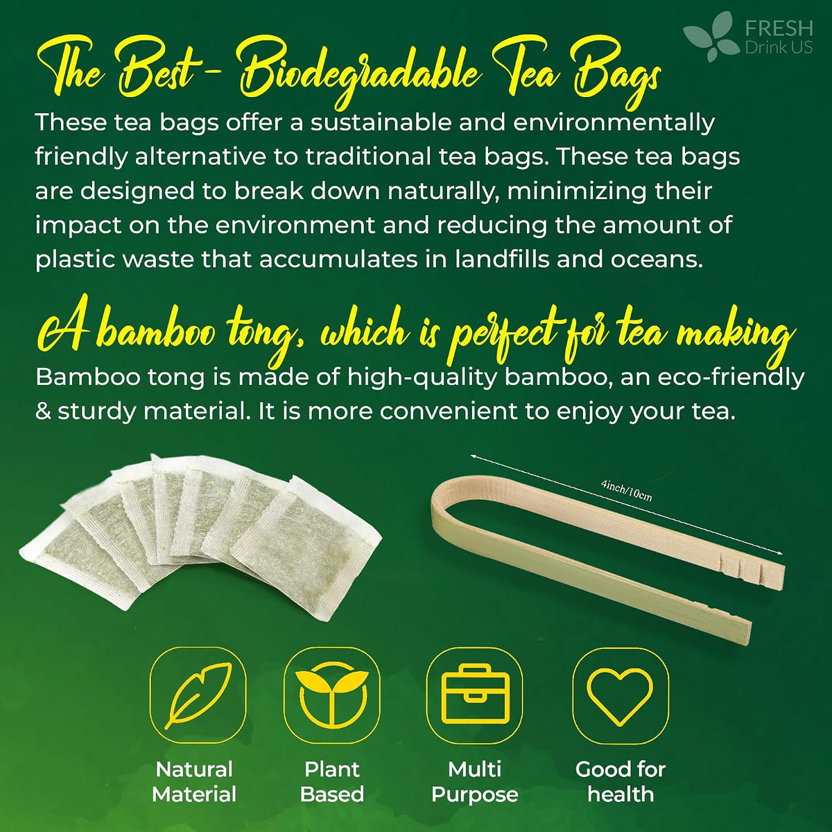 FreshDrinkUS, Premium Gynostemma Tea Bags (Jiaogulan) | 135 Count | Naturally Smooth & Earthy Caffeine-Free Herbal Tea – Plant-Based Tea Bags for Daily Enjoyment. Caffeine Free, Sugar Free. Vegan