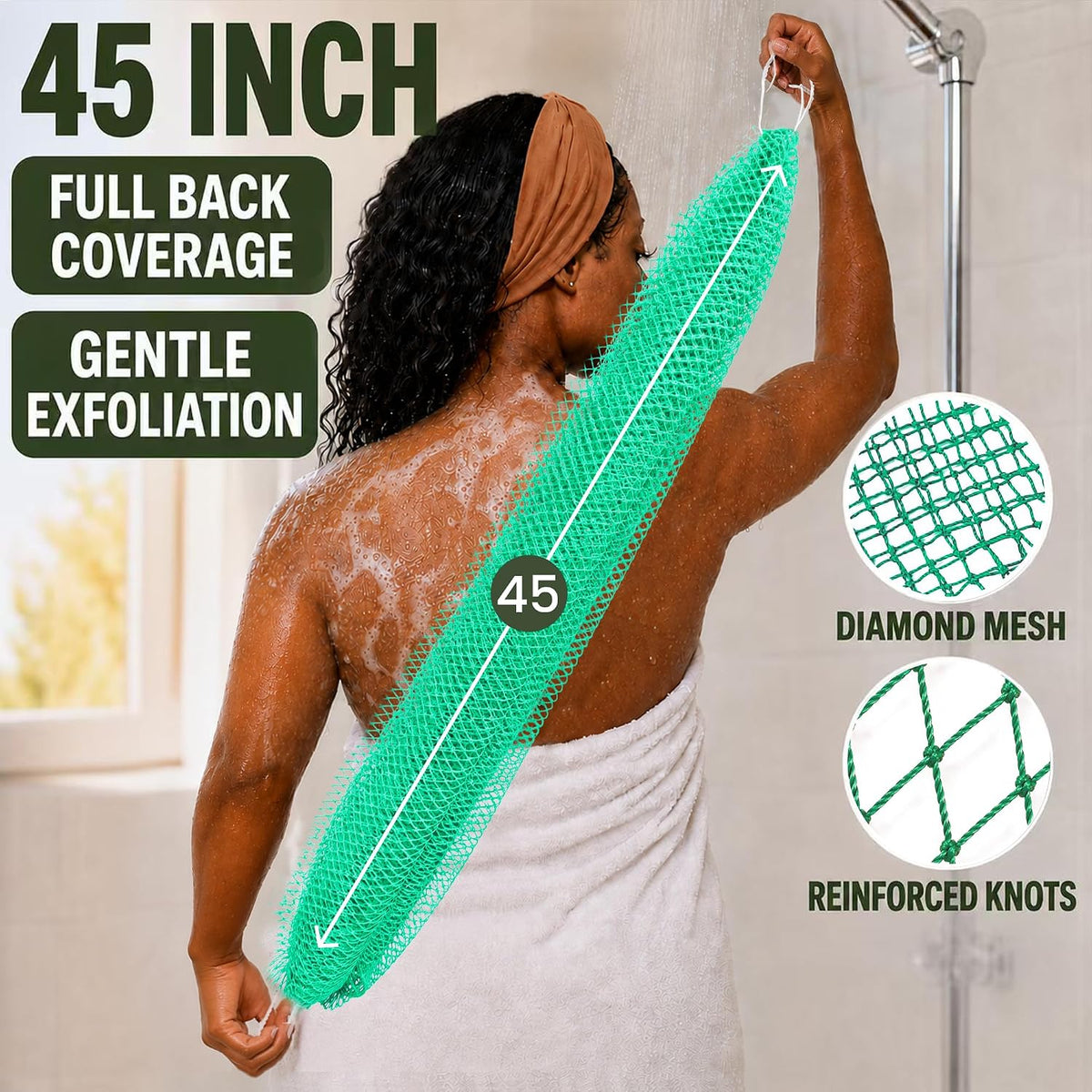 SubSahara African Net Sponge, 2 Pack 45-Inch Exfoliating Bath Scrubber