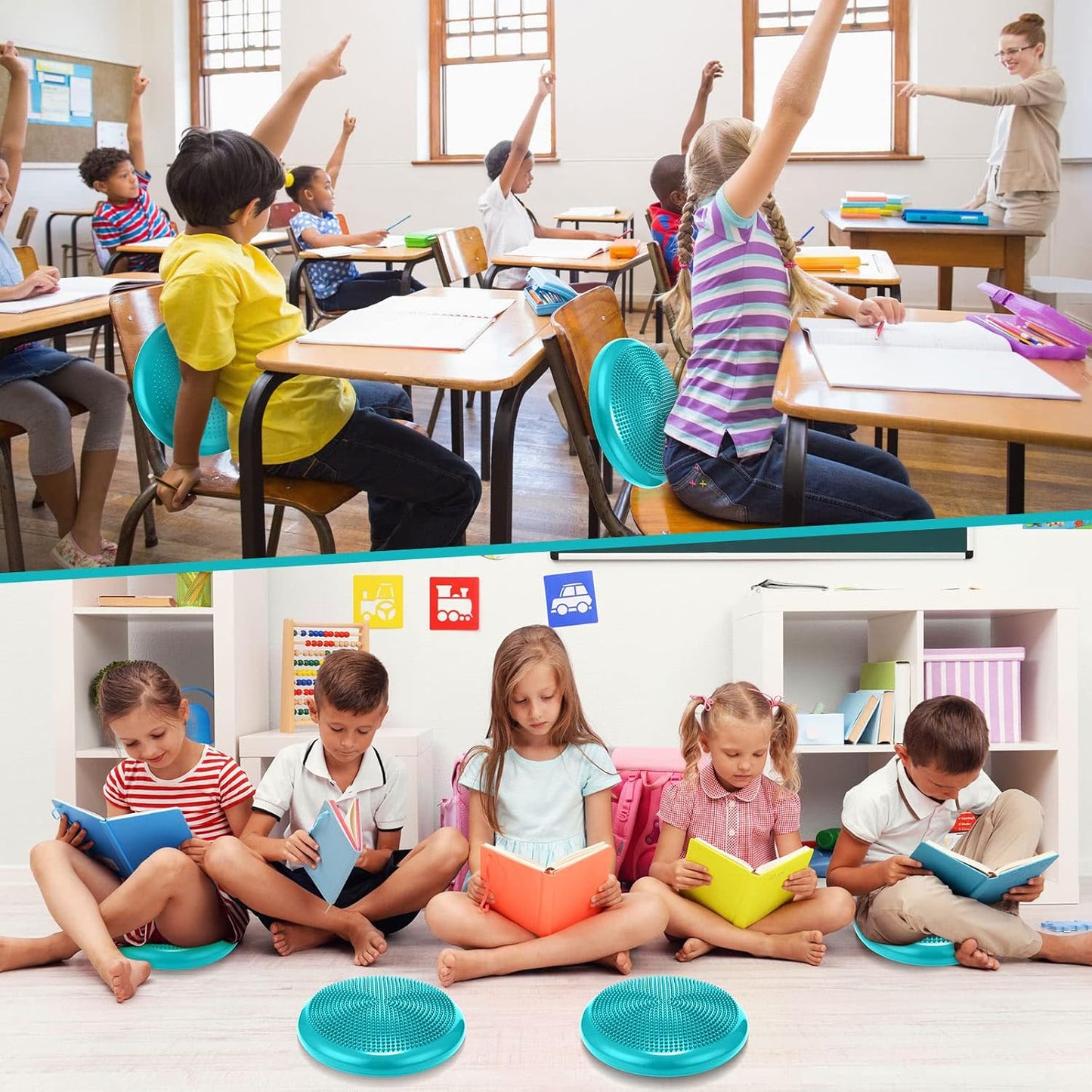 Jerify 4 Pcs Wiggle Seat Flexible Inflated Wobble Cushion Stability Balance Pad Balance Disc Sensory Seat for Men Women Fitness Physical Exercise Improving Posture Home Office