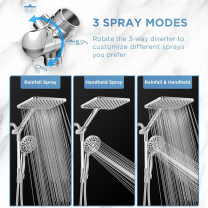 MakeFit Dual Filtered Rain Shower Head Combo, High Pressure Handheld Shower Head with Adjustable Bar - Rainfall Shower Head And Showerhead with Filter for Hard Water - Removes Chlorine