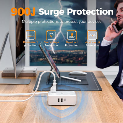 TESSAN Surge Protector Power Strip with 900J Surge Protection, 5 Ft, Grey