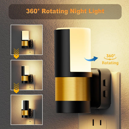 Amber Night Lights Plug into Wall, Dimmable Night Light Plug in, Modern Night Lights Auto On/Off, Amber Night Light 2000K, 0-100LM Adjustable Brightness Nightlight for Hallway Bedroom, 2 Pack