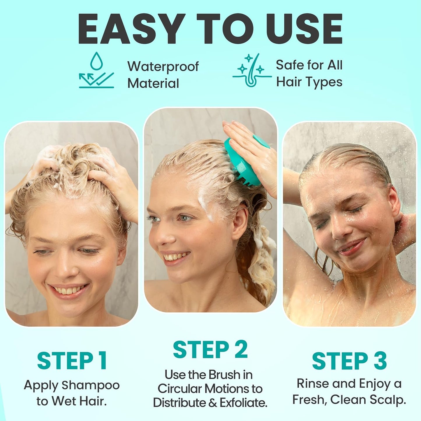 RELAXXO Scalp Massager Hair Growth – Exfoliator & Hair Scrubber for Scalp, Soft Bristles for Dandruff & Soothing Comfort, Shampoo Brush, Wet & Dry Use, Pink