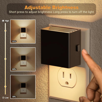JandCase Night Light, Modern Night Lights Plug into Wall,2 Pack Dusk to Dawn Sensor Nightlight, Amber Brightness Adjustable Nightlight for Kids Bathroom Hallway Kitchen Bedroom Decor