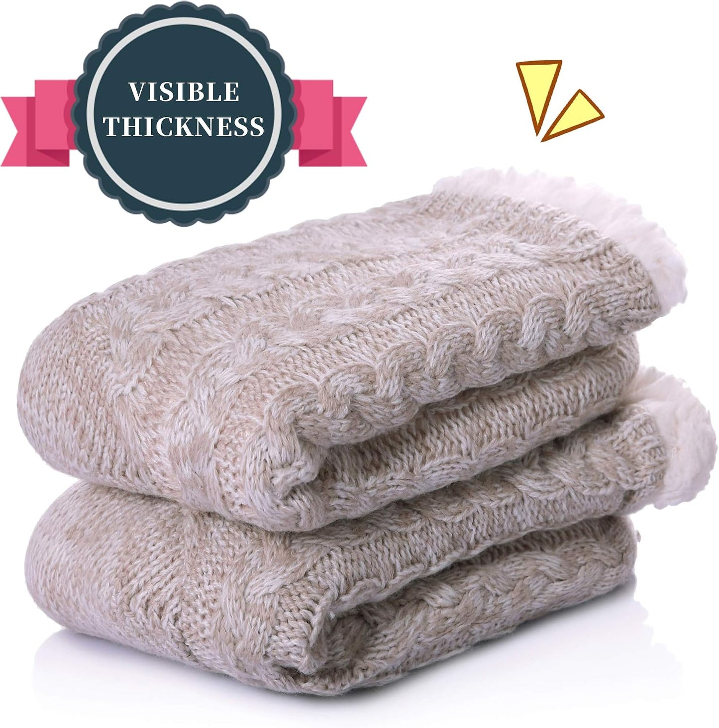 SDBING Women's Winter Super Soft Warm Cozy Fleece Lined Fuzzy Slipper Socks with Grippers