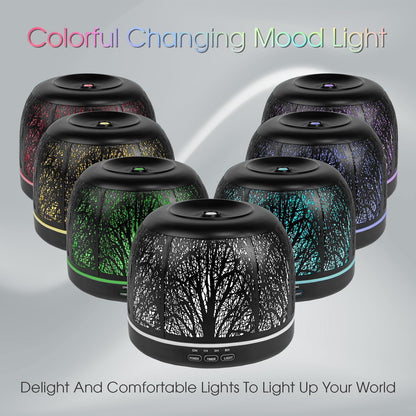 ARVIDSSON Essential Oil Diffuser 500ml, Aromatherapy Diffuser for Home, Ultrasonic Diffusers for Essential Oils, Metal Oil Diffuser with 7 Color LED Lights, Mist Timer and Auto Shut-Off Function