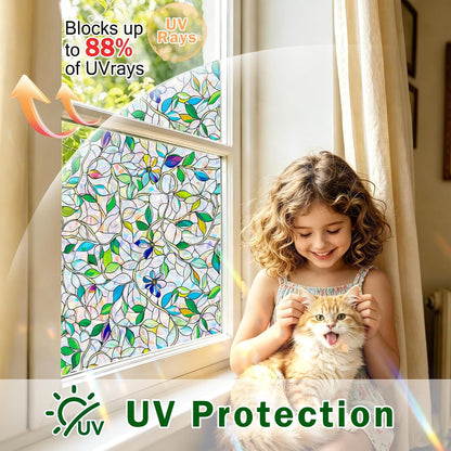 Window Film, Frosted Privacy, One Way Tint, UV Block, Heat Insulation, Anti-Glare, Static Cling, Renter Friendly for Home Bathroom Door
